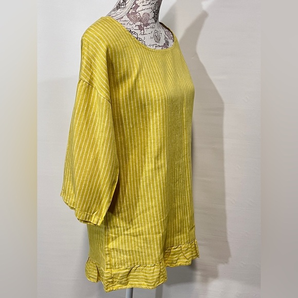 LUNGO L’ARNO Yellow with white stripes tunic size L. - Picture 2 of 13